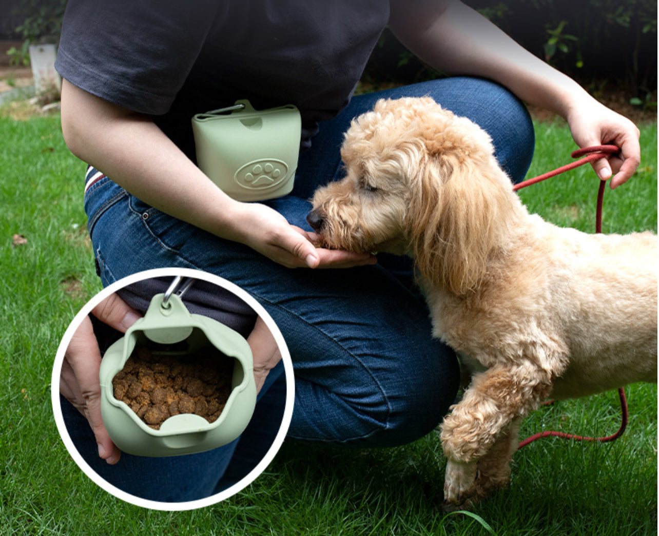 Silicone case for food, pet training bag
