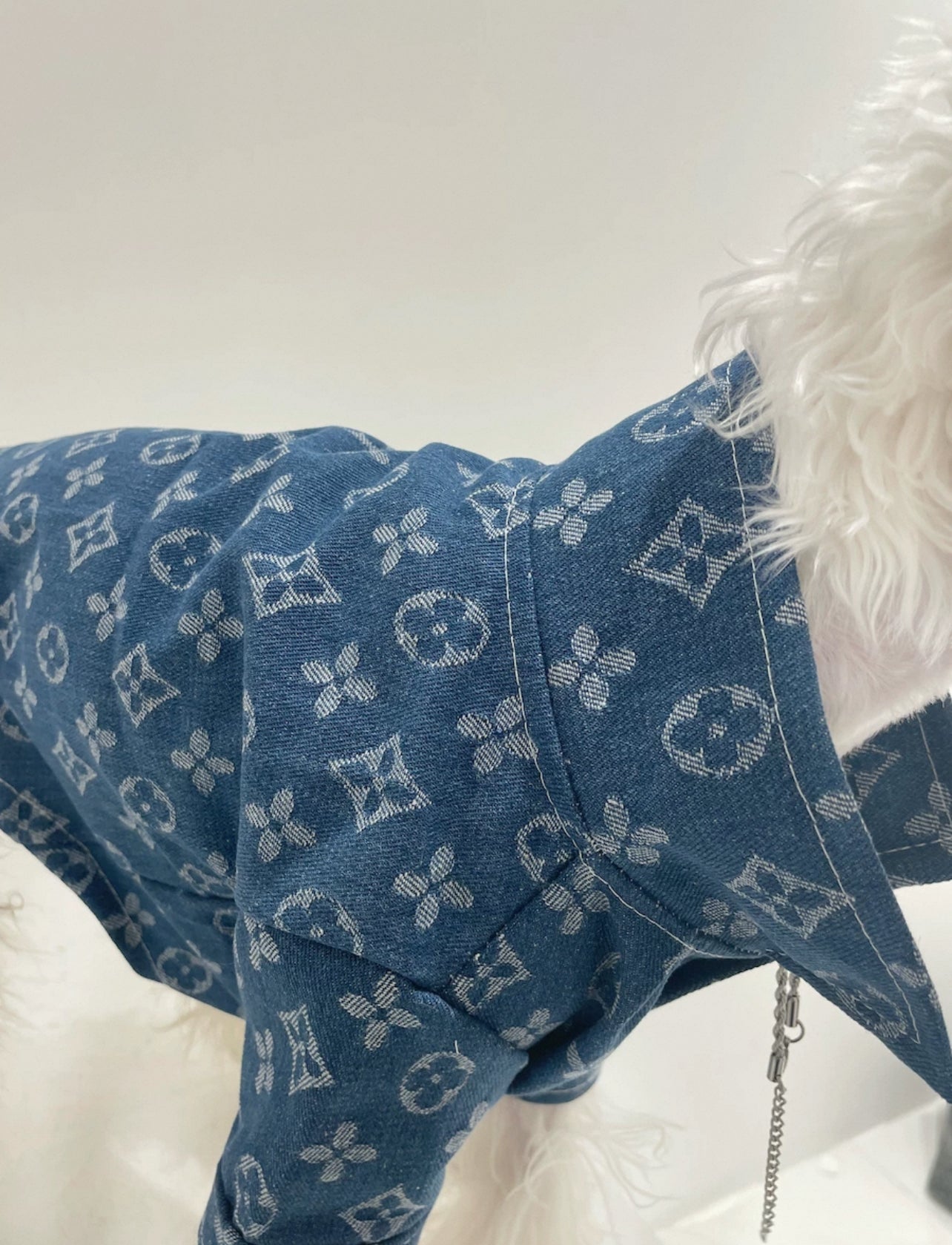 Luxury Denim Shirt for Dogs & Cats – Stylish Monogram Pet Apparel